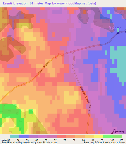 Brenti,Latvia Elevation Map