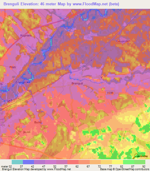 Brenguli,Latvia Elevation Map