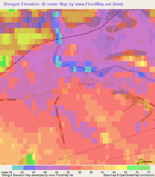 Brenguli,Latvia Elevation Map