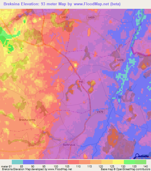 Breksina,Latvia Elevation Map