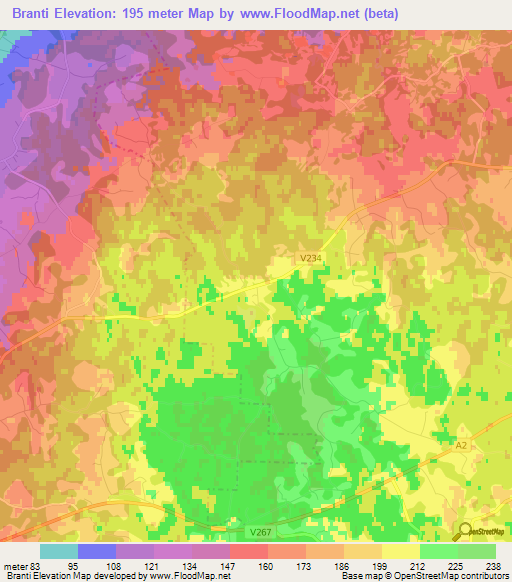 Branti,Latvia Elevation Map