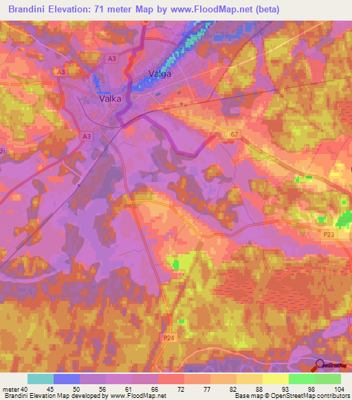 Brandini,Latvia Elevation Map