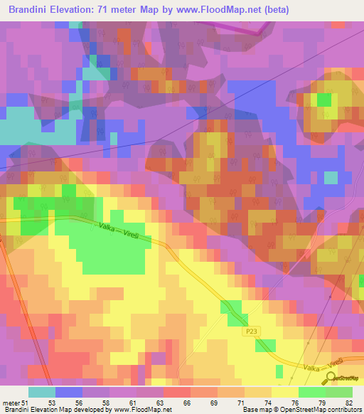 Brandini,Latvia Elevation Map