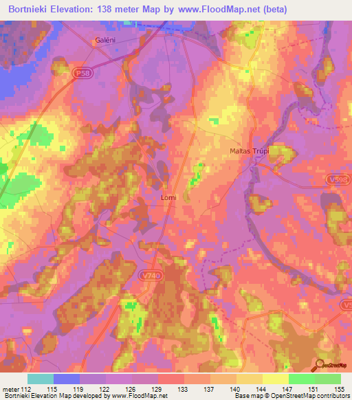 Bortnieki,Latvia Elevation Map