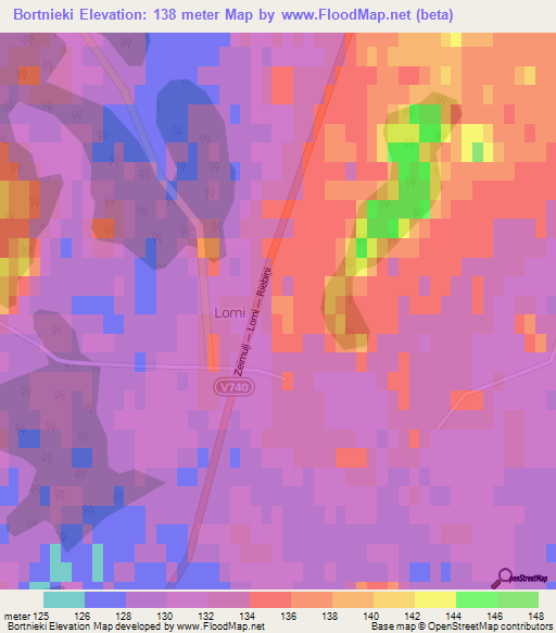 Bortnieki,Latvia Elevation Map