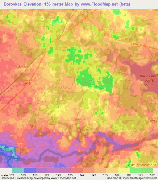 Borovkas,Latvia Elevation Map