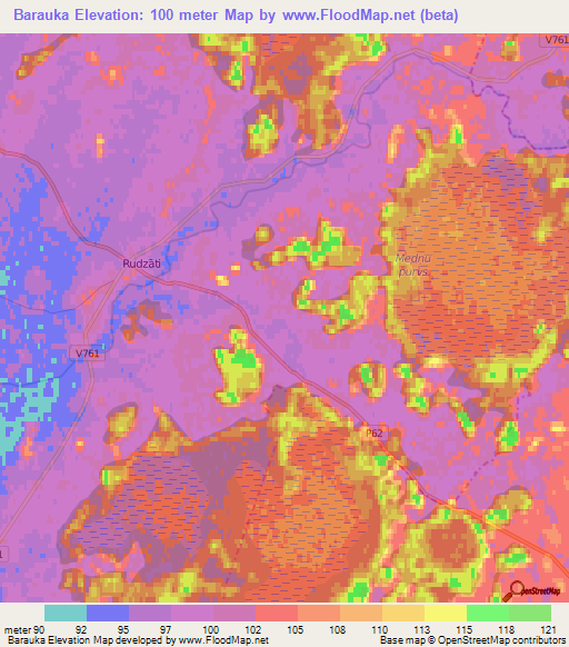 Barauka,Latvia Elevation Map