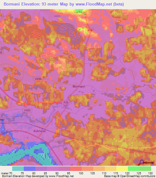 Bormani,Latvia Elevation Map