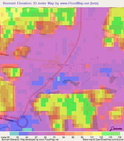 Bormani,Latvia Elevation Map