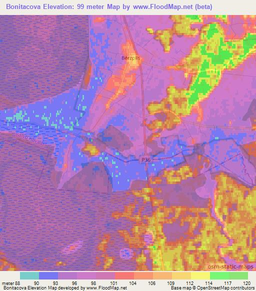 Bonitacova,Latvia Elevation Map