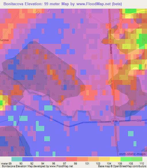 Bonitacova,Latvia Elevation Map