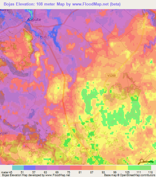 Bojas,Latvia Elevation Map