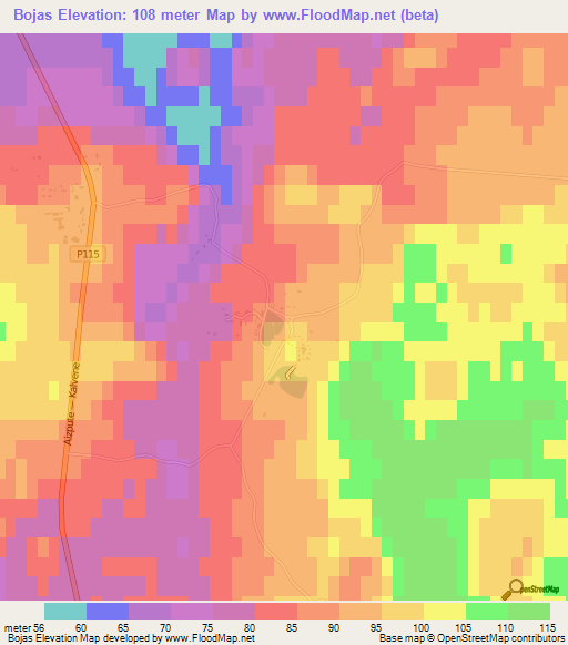 Bojas,Latvia Elevation Map