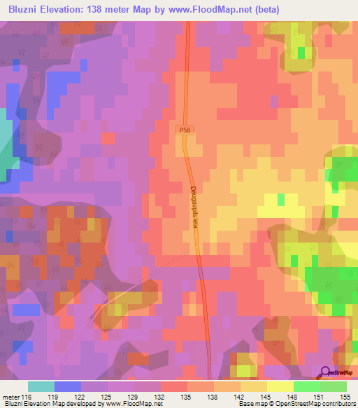 Bluzni,Latvia Elevation Map