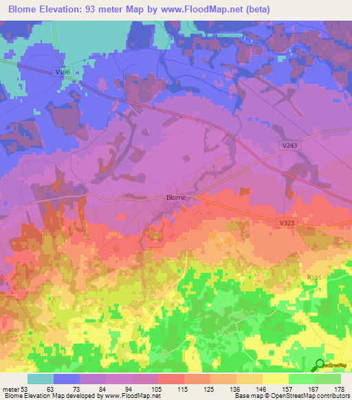 Blome,Latvia Elevation Map