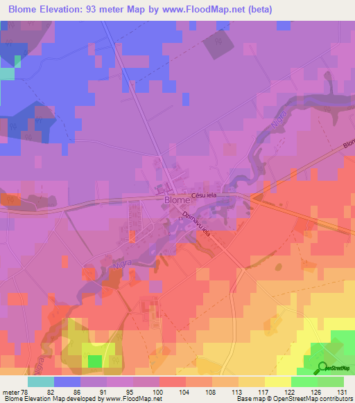 Blome,Latvia Elevation Map