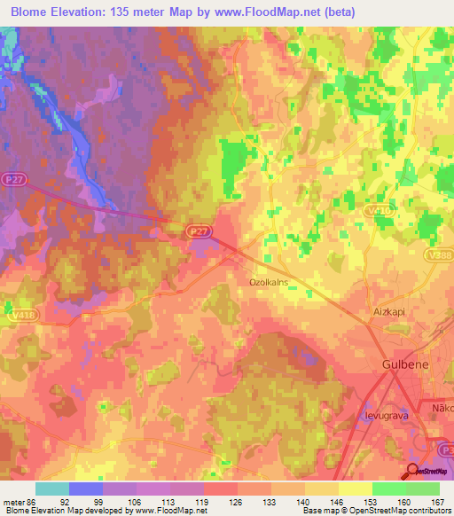 Blome,Latvia Elevation Map