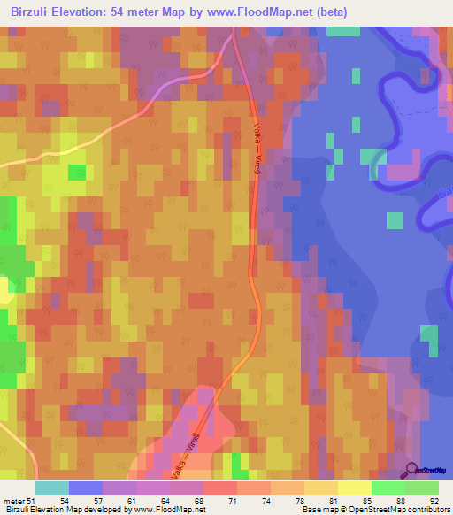 Birzuli,Latvia Elevation Map