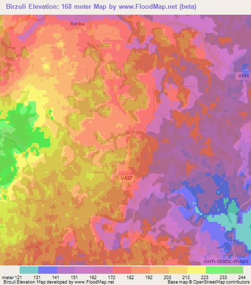 Birzuli,Latvia Elevation Map