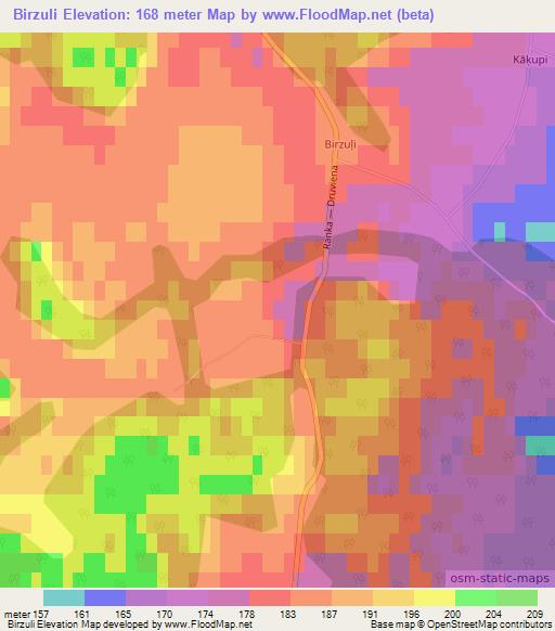 Birzuli,Latvia Elevation Map