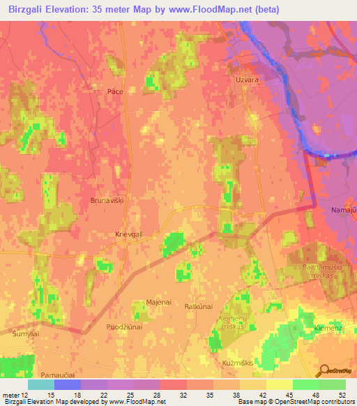 Birzgali,Latvia Elevation Map