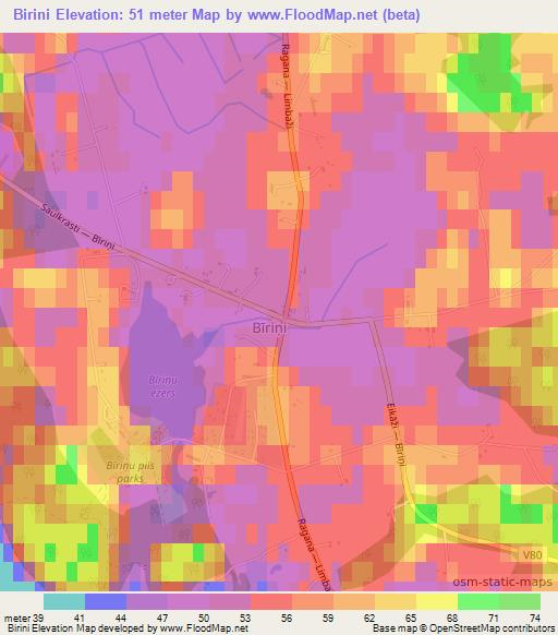 Birini,Latvia Elevation Map