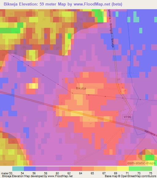 Bikseja,Latvia Elevation Map