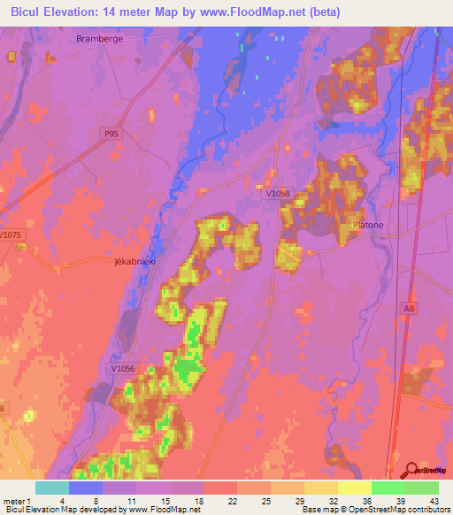 Bicul,Latvia Elevation Map