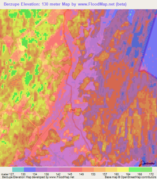 Berzupe,Latvia Elevation Map