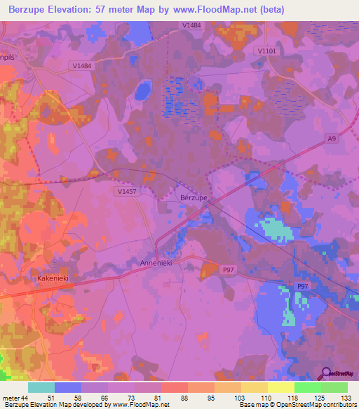 Berzupe,Latvia Elevation Map