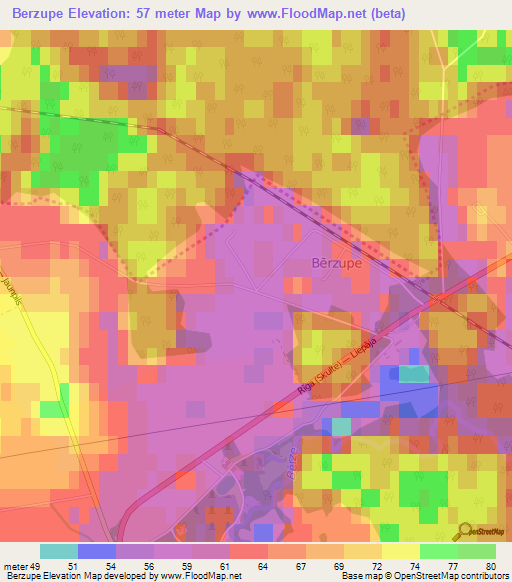 Berzupe,Latvia Elevation Map