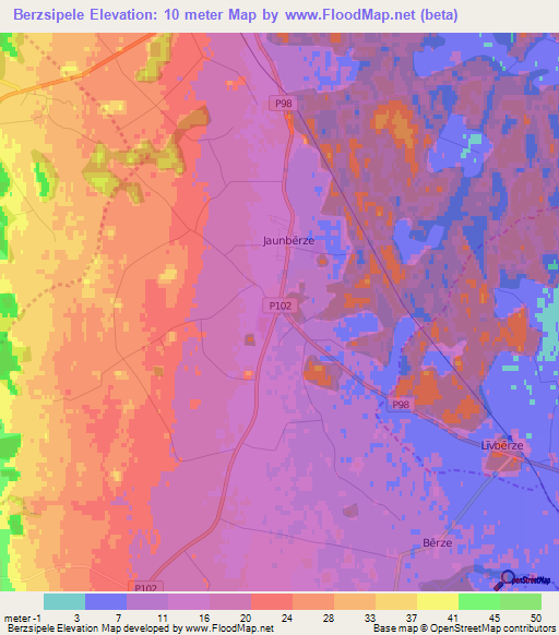 Berzsipele,Latvia Elevation Map