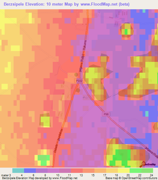 Berzsipele,Latvia Elevation Map