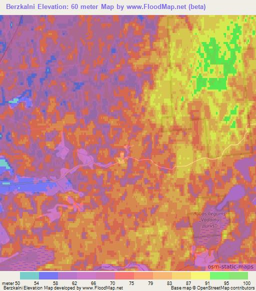 Berzkalni,Latvia Elevation Map