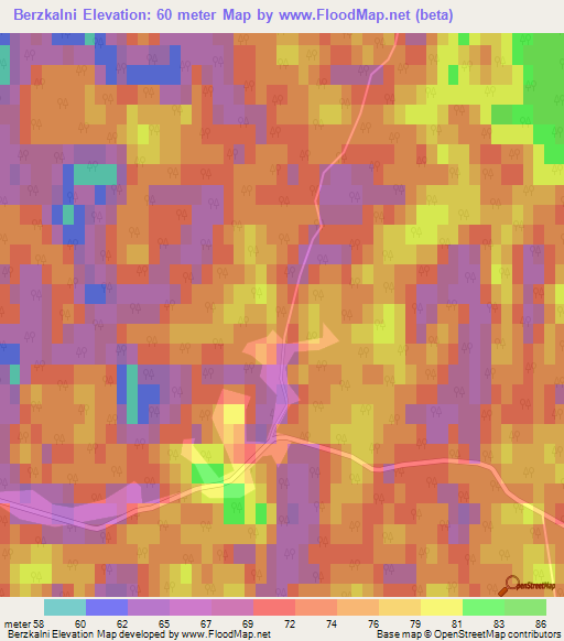 Berzkalni,Latvia Elevation Map