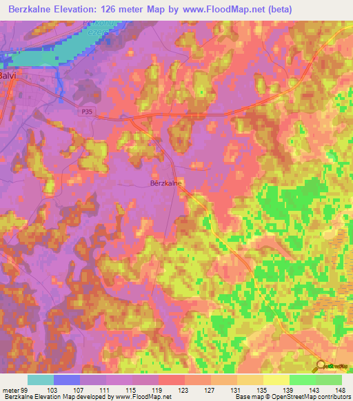 Berzkalne,Latvia Elevation Map