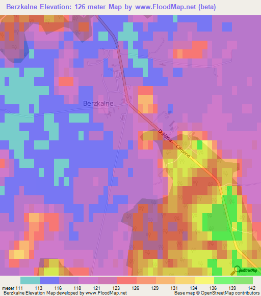 Berzkalne,Latvia Elevation Map