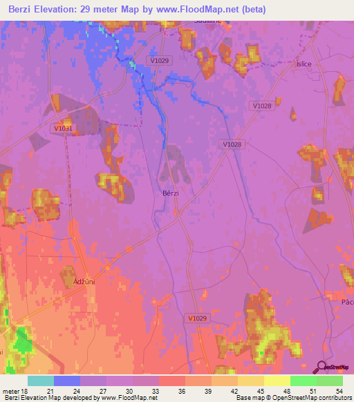 Berzi,Latvia Elevation Map