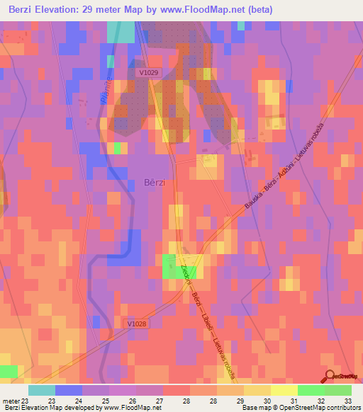 Berzi,Latvia Elevation Map