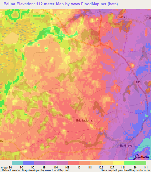 Belina,Latvia Elevation Map