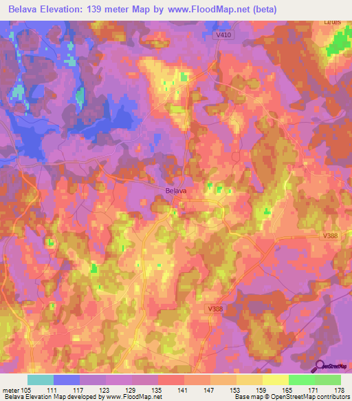 Belava,Latvia Elevation Map