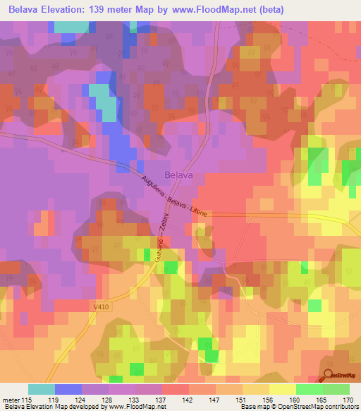 Belava,Latvia Elevation Map