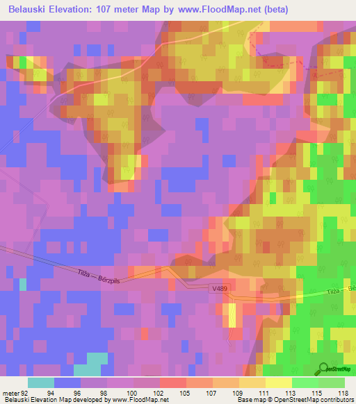 Belauski,Latvia Elevation Map