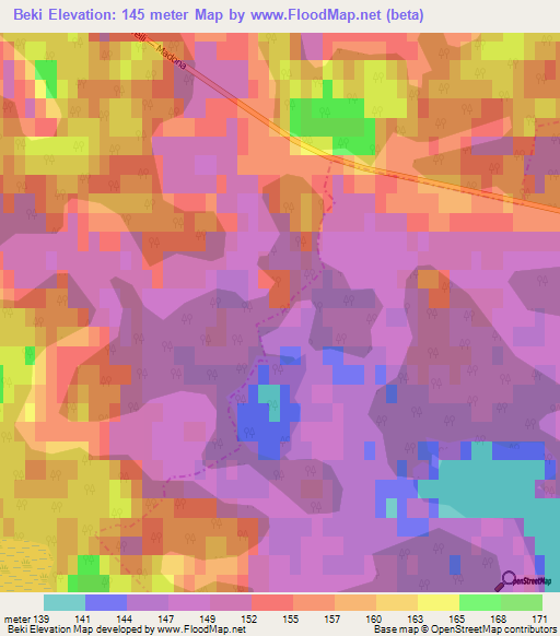 Beki,Latvia Elevation Map