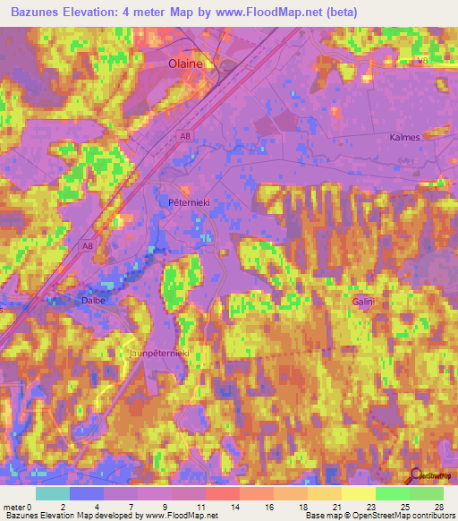 Bazunes,Latvia Elevation Map