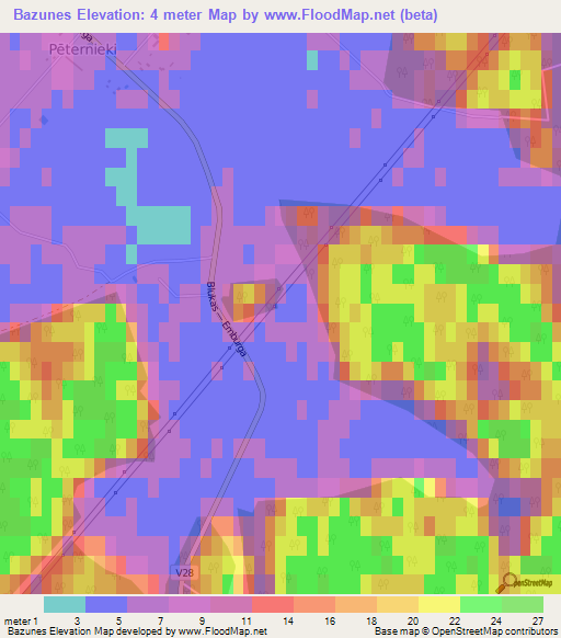 Bazunes,Latvia Elevation Map