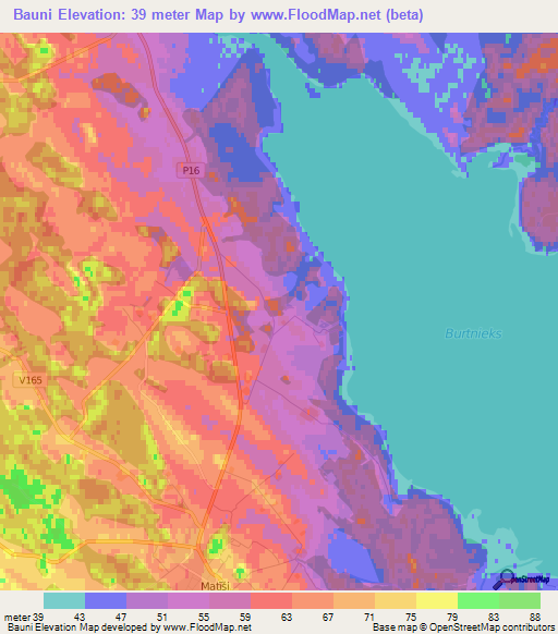 Bauni,Latvia Elevation Map