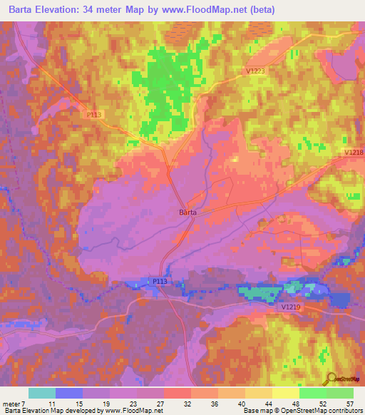 Barta,Latvia Elevation Map