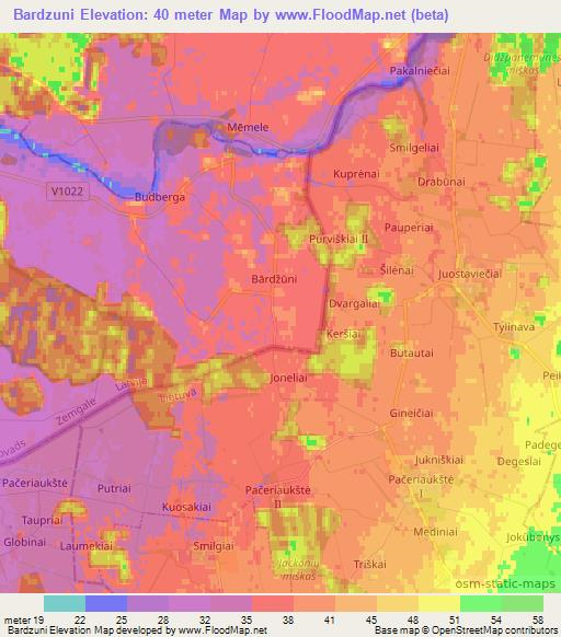 Bardzuni,Latvia Elevation Map