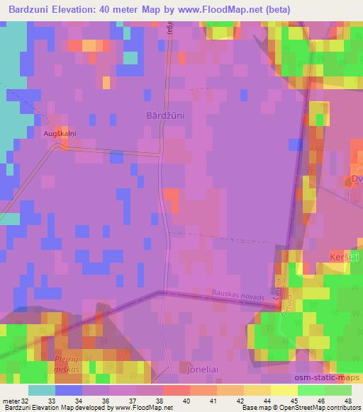 Bardzuni,Latvia Elevation Map